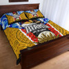 Gold Coast Titans Anzac Aboriginal Inspired Quilt Bed Set - Gold Coast Titans with Poppy Watercolor Flower Quilt Bed Set