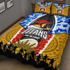 Gold Coast Titans Anzac Aboriginal Inspired Quilt Bed Set - Gold Coast Titans with Poppy Watercolor Flower Quilt Bed Set