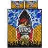 Gold Coast Titans Anzac Aboriginal Inspired Quilt Bed Set - Gold Coast Titans with Poppy Watercolor Flower Quilt Bed Set