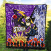 Melbourne Storm Anzac Aboriginal Inspired Quilt - Melbourne Storm with Remembrance Day Poppy Flower Quilt