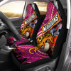 Maroons Rugby Anzac Aboriginal Inspired Car Seat Cover - Maroons Aboriginal Inspired Pattern with Anzac Day Poppy Flower Car Seat Cover