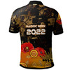 Australia Anzac Day and Naidoc Week Polo Shirt - Poppy Flower with Aboriginal Inspired Style and Turtle Indigenous Polo Shirt