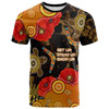 Australia Anzac Day and Naidoc Week T-shirt - Poppy Flower with Aboriginal Inspired Style and Turtle Indigenous T-shirt
