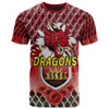 Australia Illawarra and St George T- Shirt- Aboriginal Inspired And Anzac Day With Dragons Poppy Flower Patterns T- Shirt