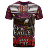 Australia Sea Eagles Custom T- Shirt - Aboriginal Inspired Australia Sea Eagles With Poppy Flower T- Shirt