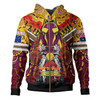 Australia Brisbane Anzac Hoodie - Brisbane Anzac Day Commemoration With Poppy And Aboriginal Inspired Patterns