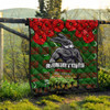 Rabbitohs Rugby Quilt - Aboriginal South Sydney Rabbitohs Anzac '' Lest We Forget '' With Poppy Flower Quilt
