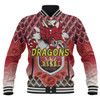 Australia Illawarra and St George Baseball Jacket - Aboriginal Inspired And Anzac Day With Dragons Poppy Flower Patterns Baseball Jacket
