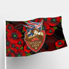 Australia Anzac Day Flag - Aboriginal Inspired Art Background With Lizard Poppy Flowers