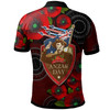 Australia Anzac Day Polo Shirt - Aboriginal Art Background With Lizard Poppy Flowers 1