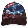 Australia Anzac Day Cap - Poppy Flowers With Australia Flag