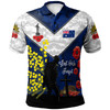 Australia Anzac Day Polo Shirt -  Poppies with Golden Wattle Flowers Lest We Forget 1