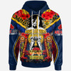Highlanders Anzac Watercolour Hoodie - Remembrance Highlanders With New Zealand Flag And Poppy Flower