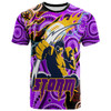 Melbourne Storm T-Shirt - Custom Melbourne Storm Team with Aboriginal Inspired Dot Painting and Indigenous Pattern