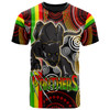 Panthers Rugby T- Shirt - Custom Panthers With Aboriginal Contemporary Dot Painting Pattern T- Shirt