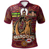 Maroons Polo Shirt - Custom Naidoc Week ''Get up, Stand Up, Show Up''Maroons Kangaroo With Aboriginal Inspired Culture Polo Shirt