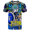Gold Coast Titans T-shirt - Custom Gold Coast Titans Indigenous Aboriginal Inspired Dot Painting Style
