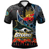 Cronulla-Sutherland Sharks Polo Shirt - Cronulla-Sutherland Sharks Anzac Day with Poppy Flower Aboriginal Inspired Polo Shirt