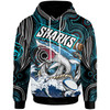 Cronulla-Sutherland Sharks Hoodie - Custom Impetuous Cronulla-Sutherland Sharks with Ball and Aboriginal Inspired Dot Painting Art