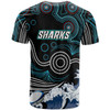 Cronulla-Sutherland Sharks T-shirt - Custom Impetuous Cronulla-Sutherland Sharks with Ball and Aboriginal Inspired Dot Painting Art