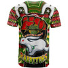 South Sydney Rabbitohs T- Shirt - South Sydney Rabbitohs Ball Naidoc Week ''Get up, Stand Up, Show Up'' Aboriginal Inspired Dot Painting Style T- Shirt