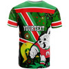 South Sydney Rabbitohs Custom T-shirt - Aboriginal Inspired Traditional Patterns with Torres Strait