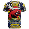 North Queensland Cowboys Christmas Custom T-Shirt - Merry Christmas North Queensland Cowboys With Dot Art Painting Footprints