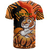 Wests Tigers T-shirt - Custom Father's Day West Wests Tigers with Aboriginal Inspired Pattern Dad Of Wests Tigers and Ball T-shirt
