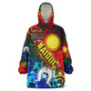 Australia Naidoc Week Snug Hoodie- Custom Naidoc Aboriginal Inspired Dot Art Painting With Hunting "Get up, Stand up, Show up," Oodie Blanket