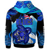 Australia Blues Hoodie - Blues Turtle and Mountain Aboriginal Inspired Culture Hoodie