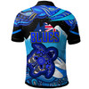 Australia Blues Polo Shirt - Blues Turtle and Mountain Aboriginal Inspired Culture Polo Shirt