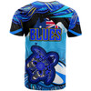 Australia Blues T-shirt - Blues Turtle and Mountain Aboriginal Inspired Culture T-shirt