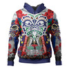 New Zealand Anzac Watercolor Custom Hoodie - Remembrance Anzac Day With Maori Tiki Mask And Poppy Flower