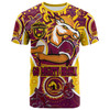 Brisbane Broncos Custom T-Shirt - Go Mighty Broncos Indigenous Art Personalised Player Name And Number T-Shirt