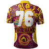 Brisbane Broncos Custom Polo Shirt - Go Mighty Broncos Indigenous Art Personalised Player Name And Number Polo Shirt