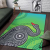 Australia Aboriginal Area Rug - Black swan aboriginal dot painting design