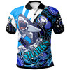 Cronulla-Sutherland Sharks Polo Shirt - Custom Angry Cronulla-Sutherland Sharks Team with Aboriginal Inspired Dot Painting Player And Number Polo Shirt