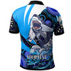 Cronulla-Sutherland Sharks Polo Shirt - Custom Angry Cronulla-Sutherland Sharks Team with Aboriginal Inspired Dot Painting Player And Number Polo Shirt