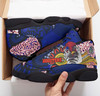 Sydney Roosters High Top Basketball Shoes J 13 - Angry Rooster with Aboriginal Inspired Indigenous Dot Painting Style Sneakers