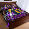 Melbourne Storm Quilt Bed Set - Melbourne Storm Team with Aboriginal Inspired Dot Painting and Indigenous Pattern Quilt Bed Set