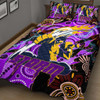 Melbourne Storm Quilt Bed Set - Melbourne Storm Team with Aboriginal Inspired Dot Painting and Indigenous Pattern Quilt Bed Set