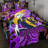 Melbourne Storm Quilt Bed Set - Melbourne Storm Team with Aboriginal Inspired Dot Painting and Indigenous Pattern Quilt Bed Set