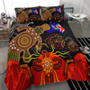 Australia Naidoc Week Bedding Set - Naidoc with Australia Flag and Aboriginal Inspired Dot Pattern Bedding Set