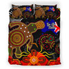 Australia Naidoc Week Bedding Set - Naidoc with Australia Flag and Aboriginal Inspired Dot Pattern Bedding Set