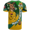 Wallabies Rugby T-shirt - Custom Kangaroo Rugby Ball Aboriginal Inspired Curve Style T-shirt