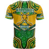 Wallabies Rugby T-shirt - Custom Super Kangaroo Rugby Ball Mascot Aboriginal Inspired Style T-shirt