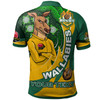 Wallabies Rugby Polo Shirt - Custom Kangaroo Rugby Ball Aboriginal Inspired Curve Style Polo Shirt