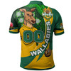 Wallabies Rugby Polo Shirt - Custom Kangaroo Rugby Ball Aboriginal Inspired Curve Style Polo Shirt