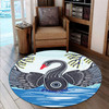 Australia Aboriginal Round Rug - Aboriginal Art Painting With Black Swan Round Rug