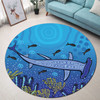 Australia Aboriginal Round Rug - Aboriginal Art Painting With Hammerhead Shark Round Rug